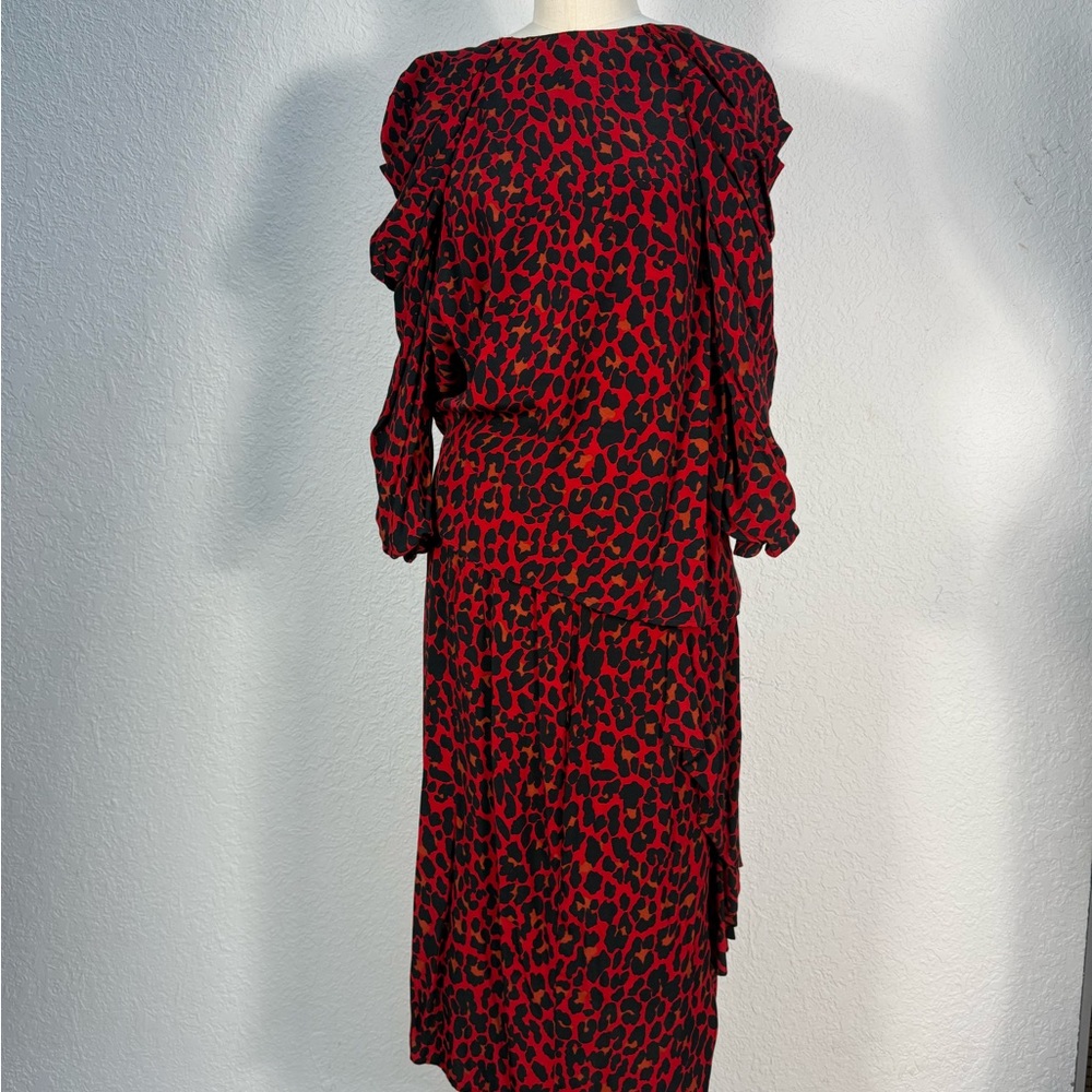 Zara Red and Black Patterned top and skirt outfit size L brand new never worn
